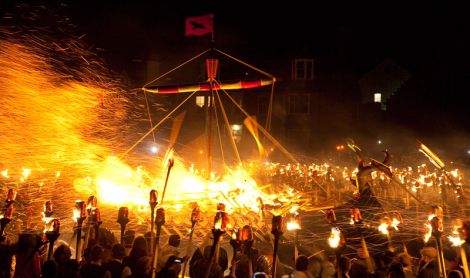 As the torches are being thrown into the galley, Up Helly Aa reaches its climax - all photos: Billy Fox