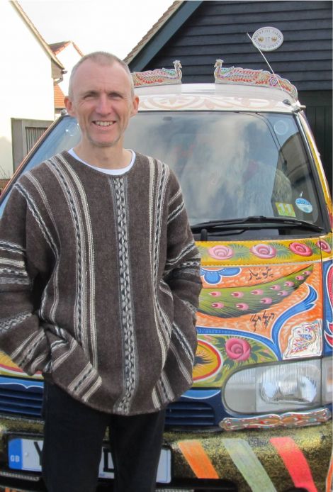 Rory Coxhill and his Pakistani Truck Art van