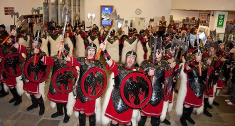Islanders have amongst the best quality of life in Scotland - this year's Lerwick Up Helly Aa jarls squad at the Shetland Museum and Archives - Photo: Billy Fox
