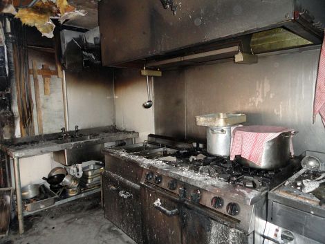 Mid Brae Inn kitchen damage.