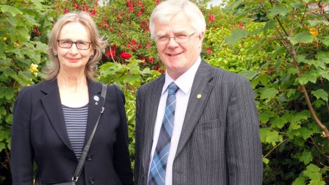 Jean Urquhart MSP and Euro MP Ian Hudghton in Lerwick on Tuesday - Photo: Shetland News