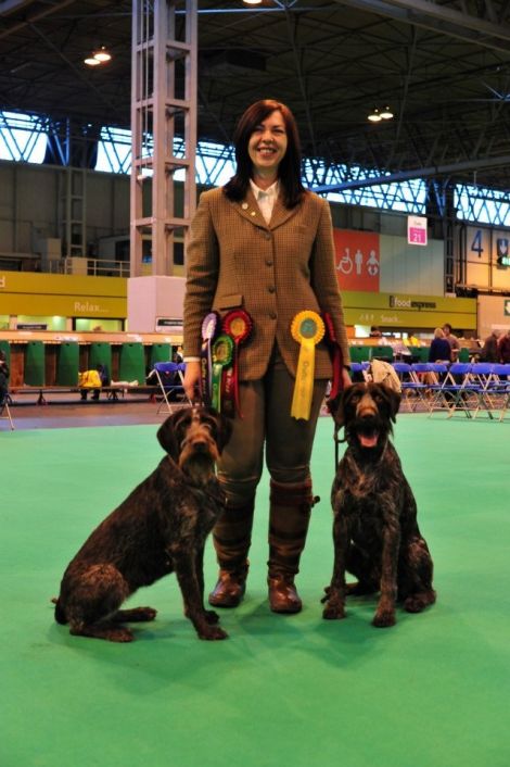Fiona Johnson with her winning German wirehaired pointers.