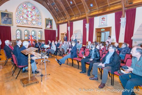 A healthy turnout of all political persuasions attended the event at Lerwick Town Hall. Photo Austin Taylor