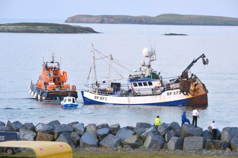 The Prospect ran aground while leaving Lerwick harbour - all photos: Malcolm Younger