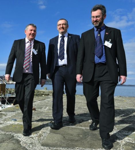 Council leaders Angus Campbell, Gary Robinson and Steven Heddle in Lerwick for the Highlands and Islands Convention. Photo Malcolm Younger/Millgaet Media