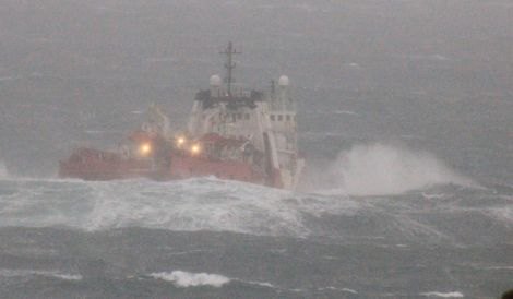 Vos Iona heads into a big sea on Thursday night. Photo Ian Leask