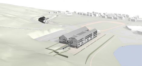 The proposed Anderson High School with the halls of residence in the background. Image: SIC