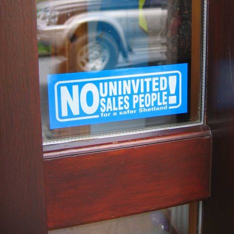Trading standards continues to offer "no uninvited salespeople" window stickers.