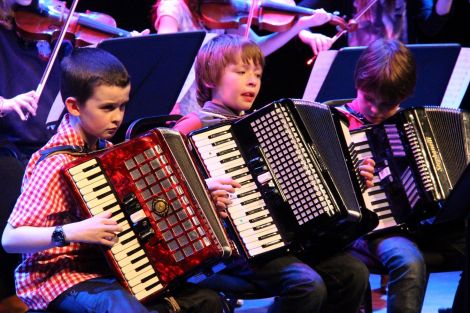 Eleven year old Dunrossness accordionist Mike Laurenson (left) was named Junior Young Musician of the Year. Photo: Davie Gardner