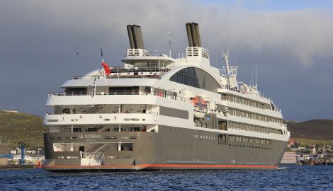 Le Boreal arriving in Lerwick on Sunday morning. Both photos by Ian Leask.