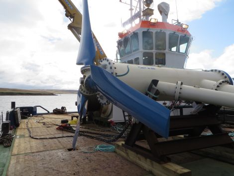 The first community-owned tidal turbine anywhere in the world was deployed in Bluemull Sound last month. Now Nova Innovation is developing a five-turbine project in the same stretch of water. Photo: Colin Dickie