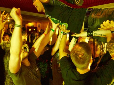 Crowdsurfing at the Legion during English band Hope of the Hated's set. Photo: Chris Brown