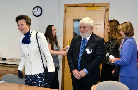 Princess Anne was shown around by Shetland College chairman Peter Campbell. Photo: Malcolm Younger
