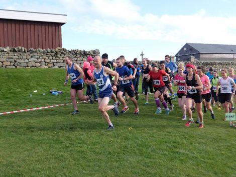 More than 40 runners took part in yesterday's cross country run at the Knab. Photo: Bob Kerr