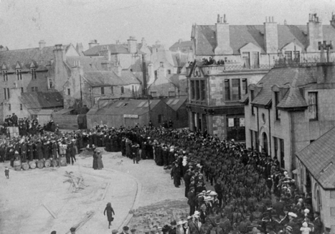 Territorials marching through Esplanade on night of departure - Photo: Courtesy of Shetland Museum and Archives