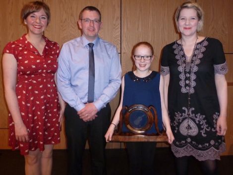 Jodie with judges (from left) Claire White, Iain Williamson and Catriona MacDonald.
