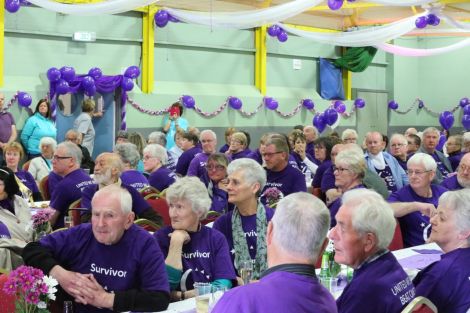 Survivors during the evening reception in the Gilbertson Park games hall. Photo: Geoff Leask