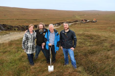 NYDC committee members Michelle Morris, Mark Lawson (chairman), Andrew Nisbet (secretary) and Robbie Coutts cutting the turf for the community wind farm.