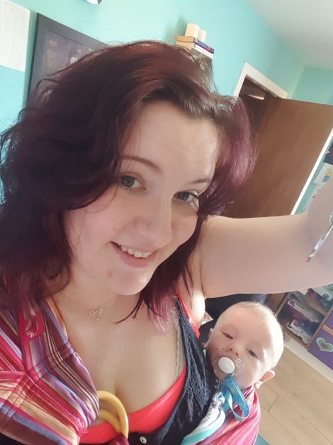 Becky Robertson with her young baby Mason.