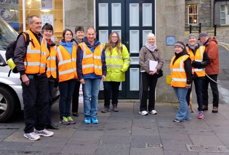 Sandy Peterson (left) and other walkers who took part in Saturday's circuits. Photo: Disability Shetland