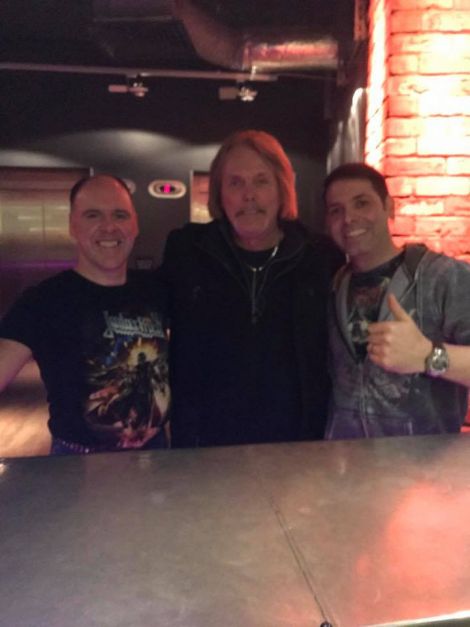 Michael Anderson and John Arthur Poleson of Tinn Lizzy with Scott Gorham from the real Thin Lizzy.
