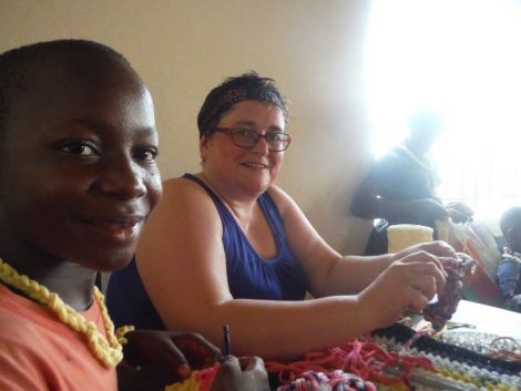 Julia, who also makes items for the Loving Hands project, taught craftwork including crocheting and weaving to the children.