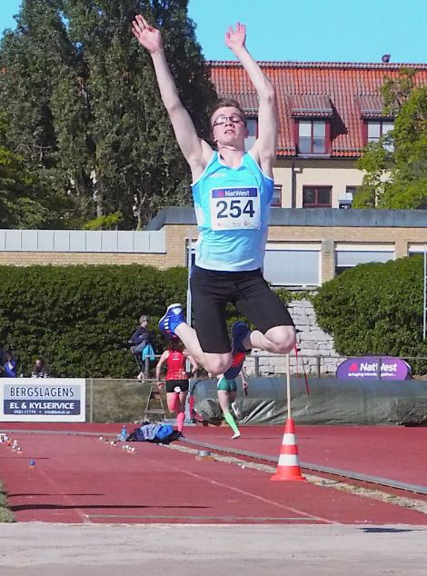 Stuart Bain came 9th in the long jump with 5.90m. Photo: Maurice Staples