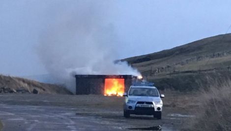 The shed at Sea Road is well alight. Photo:Elissa Blankley