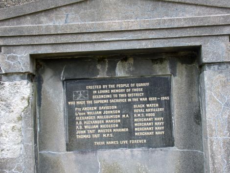 The war memorial at Quarff is currently built into the wall of a derelict kirk.