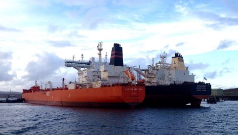 The two tankers involved in last week's ship to ship transfer, Heather Knutsen and Speedway, were late in leaving the port due to issues with the VTR system. Photo: John Bateson