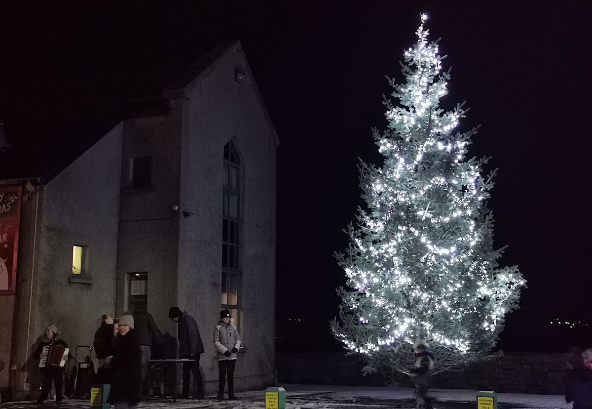 Festive feel as Christmas tree lights switched on in Scalloway